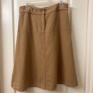 Dreesbarn A-Line Skirt Size 10 Tan Wool Blend Lined Work/Career Belt Loops